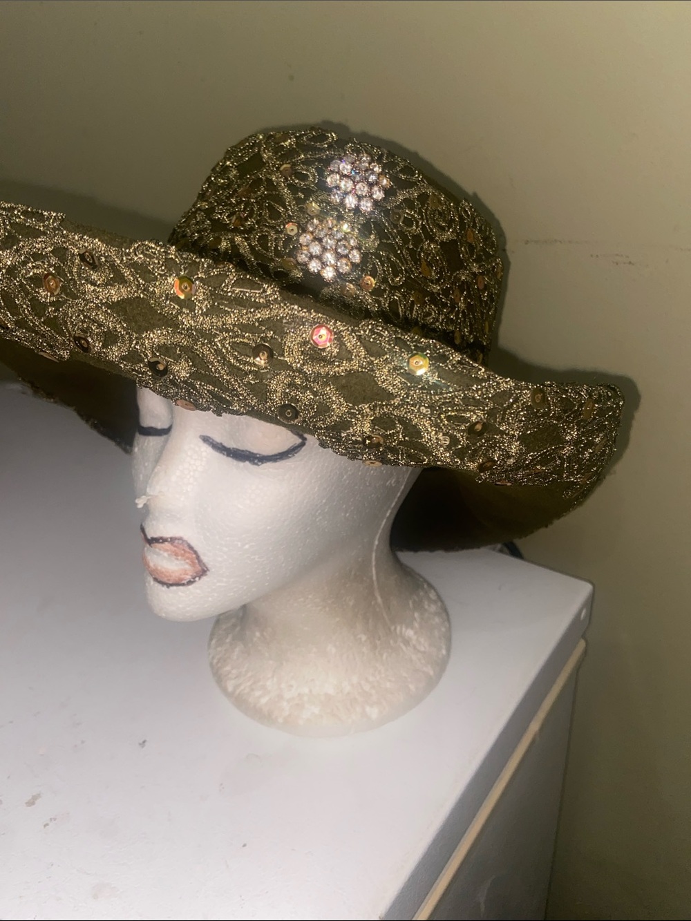 Gorgeous Dark Olive Vintage Dress Hat by Whittall & Shon